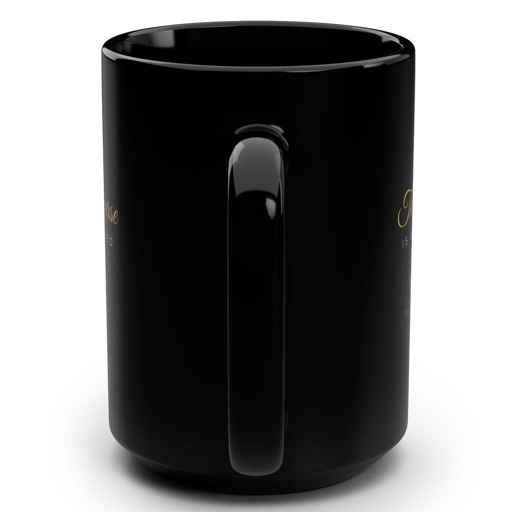 Black Ceramic Mug — “The Universe Is Obsessed With Me” Gold Script 15oz
