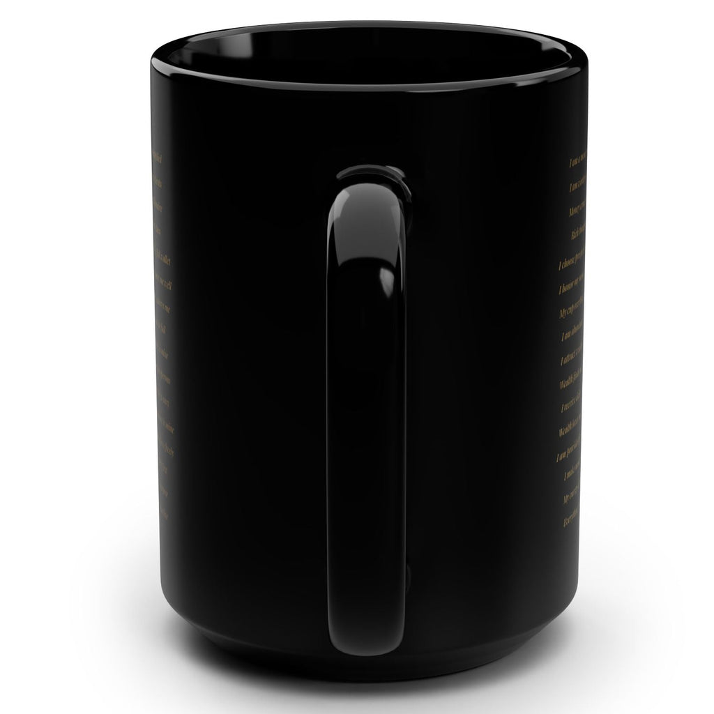 Black mug with a handle on a white background