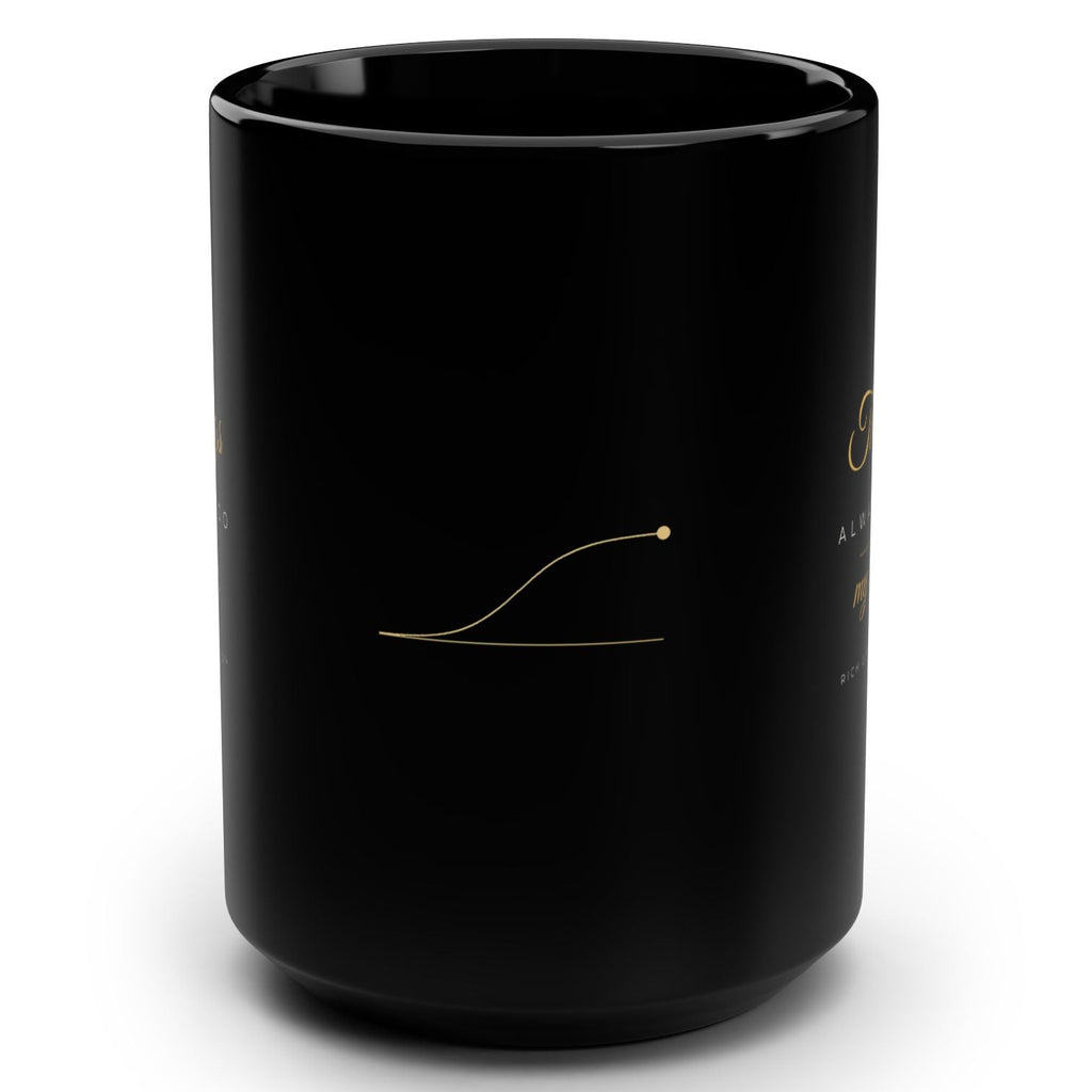 1. White 15oz Things Always Go My Way affirmation mug with gold script, handle on the right
2. White and gold Rich Girl Radio Things Always Go My Way coffee mug, handle on the left
3. Side view of glossy white 15oz ceramic mug showing C-shaped handle