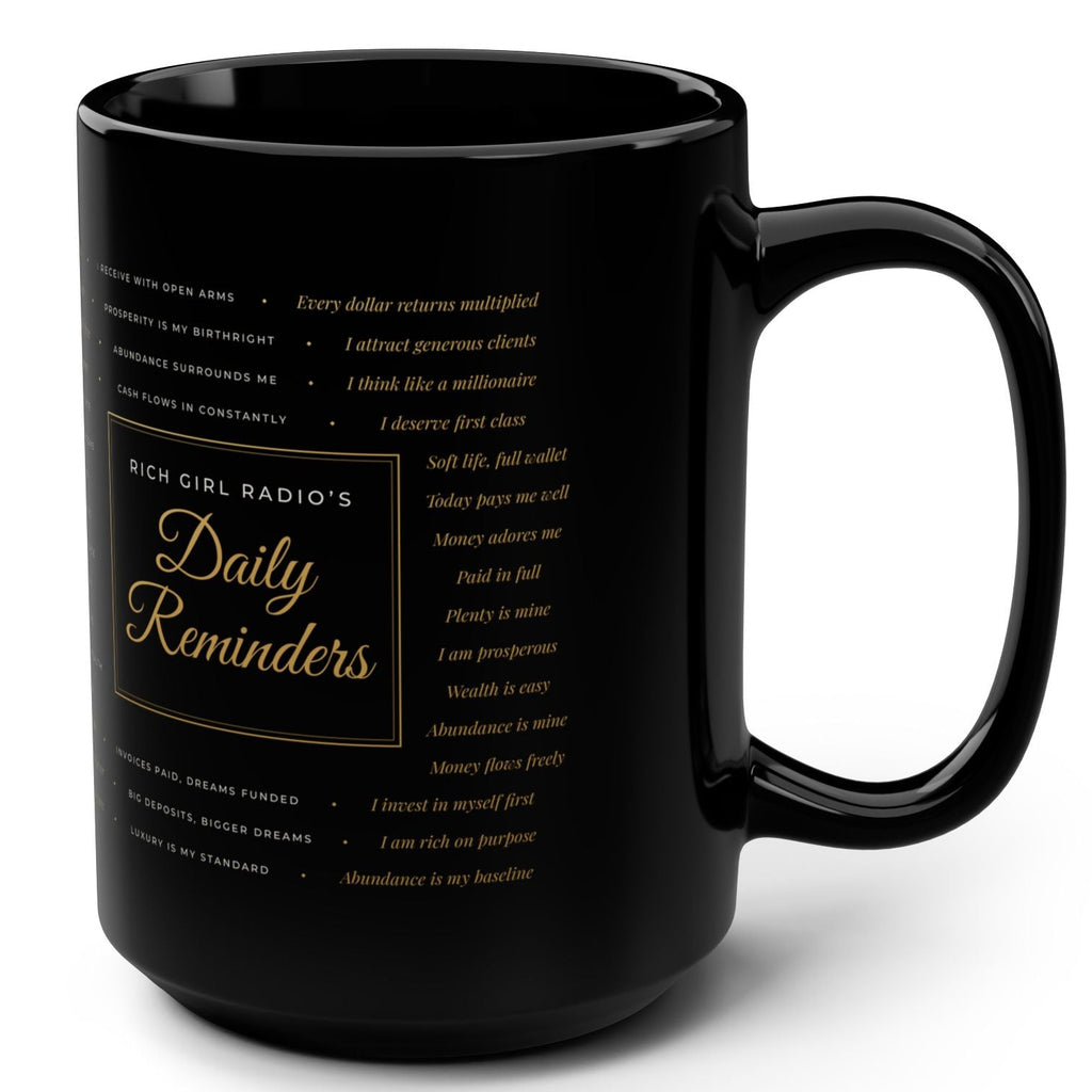 Black 15oz Mug – "Daily Reminders" Inspirational Coffee Cup