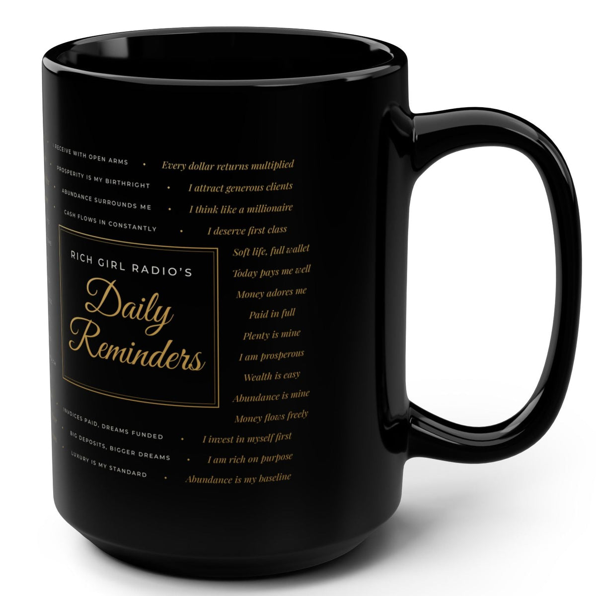 Black 15oz Mug – "Daily Reminders" Inspirational Coffee Cup