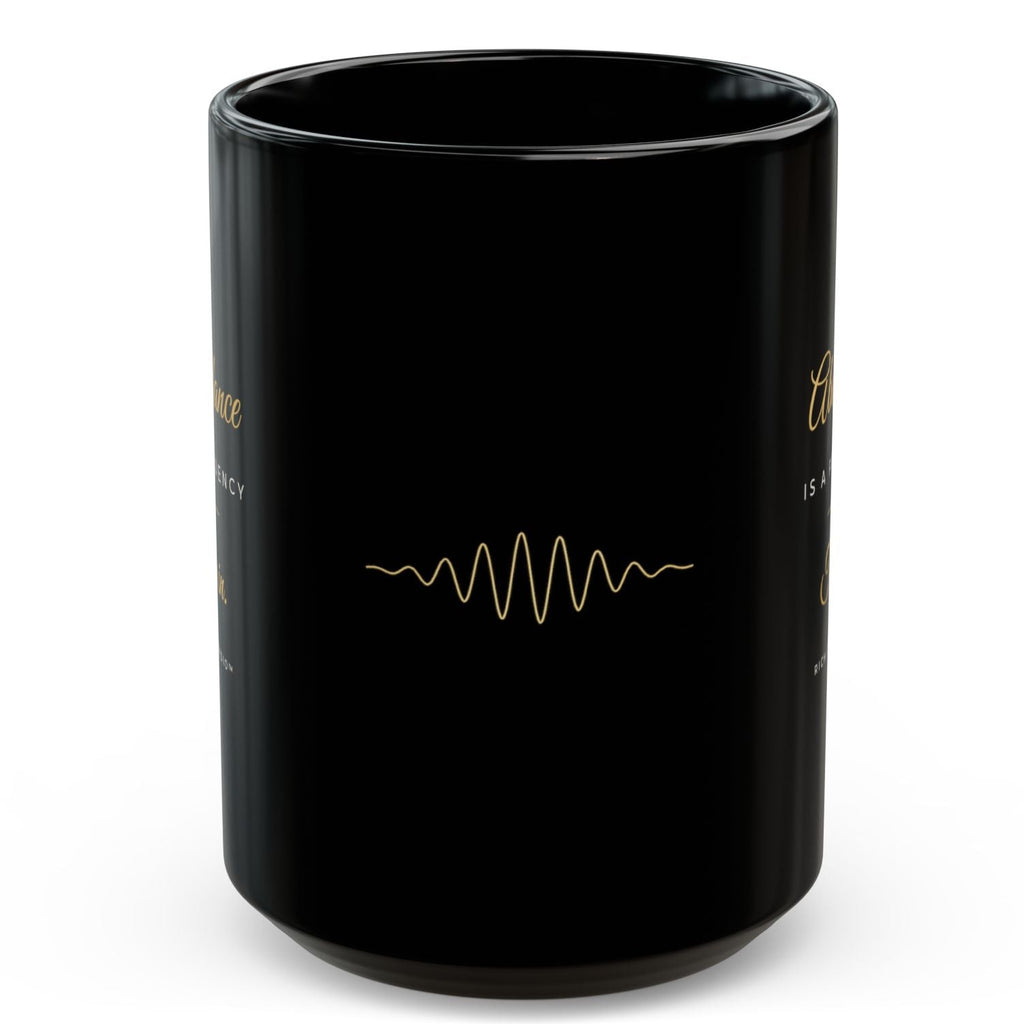 Abundance Is a Frequency Mug — Inspirational Black Ceramic Coffee Cup 15oz