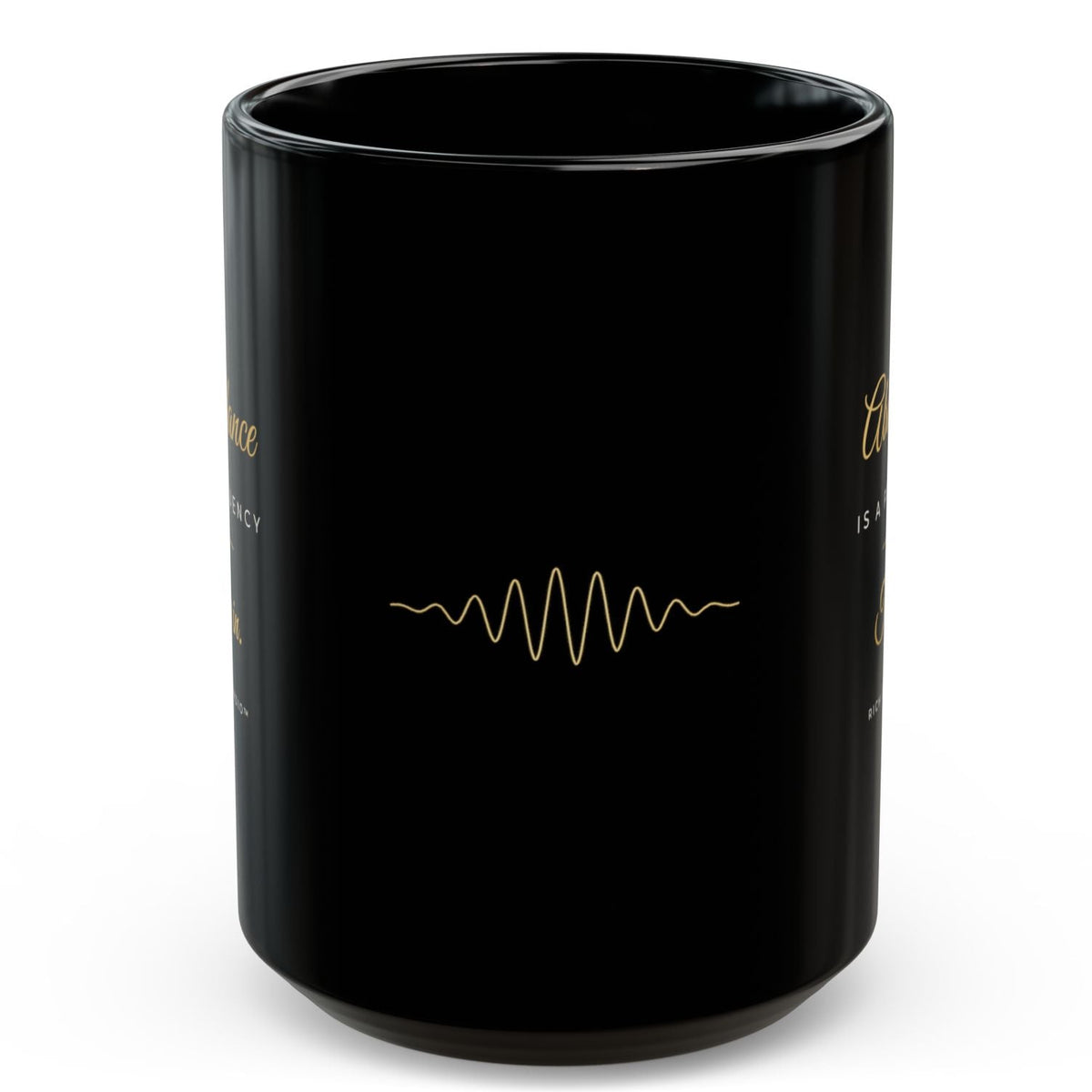 Abundance Is a Frequency Mug — Inspirational Black Ceramic Coffee Cup 15oz