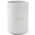 1. White 15oz I Am the Frequency Money Answers To affirmation mug with gold script, handle on the right
2. White and gold Rich Girl Radio money frequency coffee mug, handle on the left
3. Side view of glossy white 15oz ceramic mug showing C-shaped handle
4. Back of white money affirmation mug with gold sound wave design