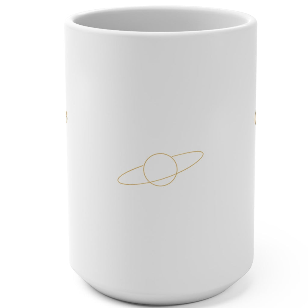 15oz Ceramic Mug — "The Universe Is Obsessed With Me" Gold Script Coffee Cup