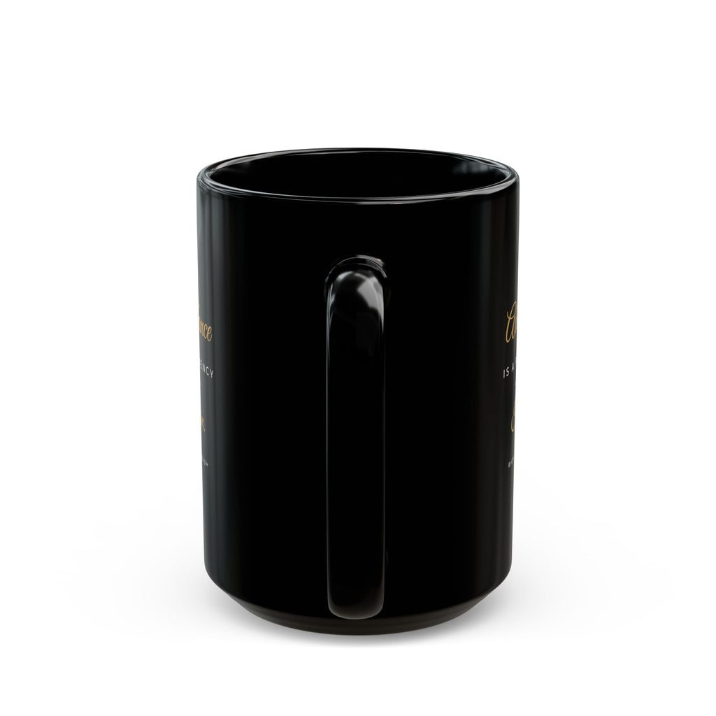 Abundance Is a Frequency Mug — Inspirational Black Ceramic Coffee Cup 15oz