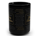 Black 15oz Mug — "Daily Reminders" Motivational Coffee Cup (Gold Script)