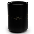 1. Black 15oz I Am the Frequency Money Answers To affirmation mug with gold script, handle on the right
2. Black and gold Rich Girl Radio money frequency coffee mug, handle on the left
3. Side view of glossy black 15oz ceramic mug showing C-shaped handle
4. Back of black money affirmation mug with gold sound wave design
