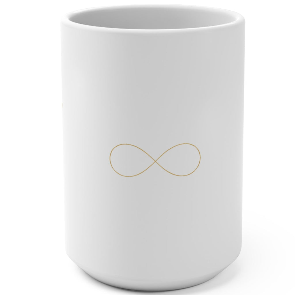 15oz Mug — "Everything Works Out for Me" Inspirational Coffee Cup (Gold Script)