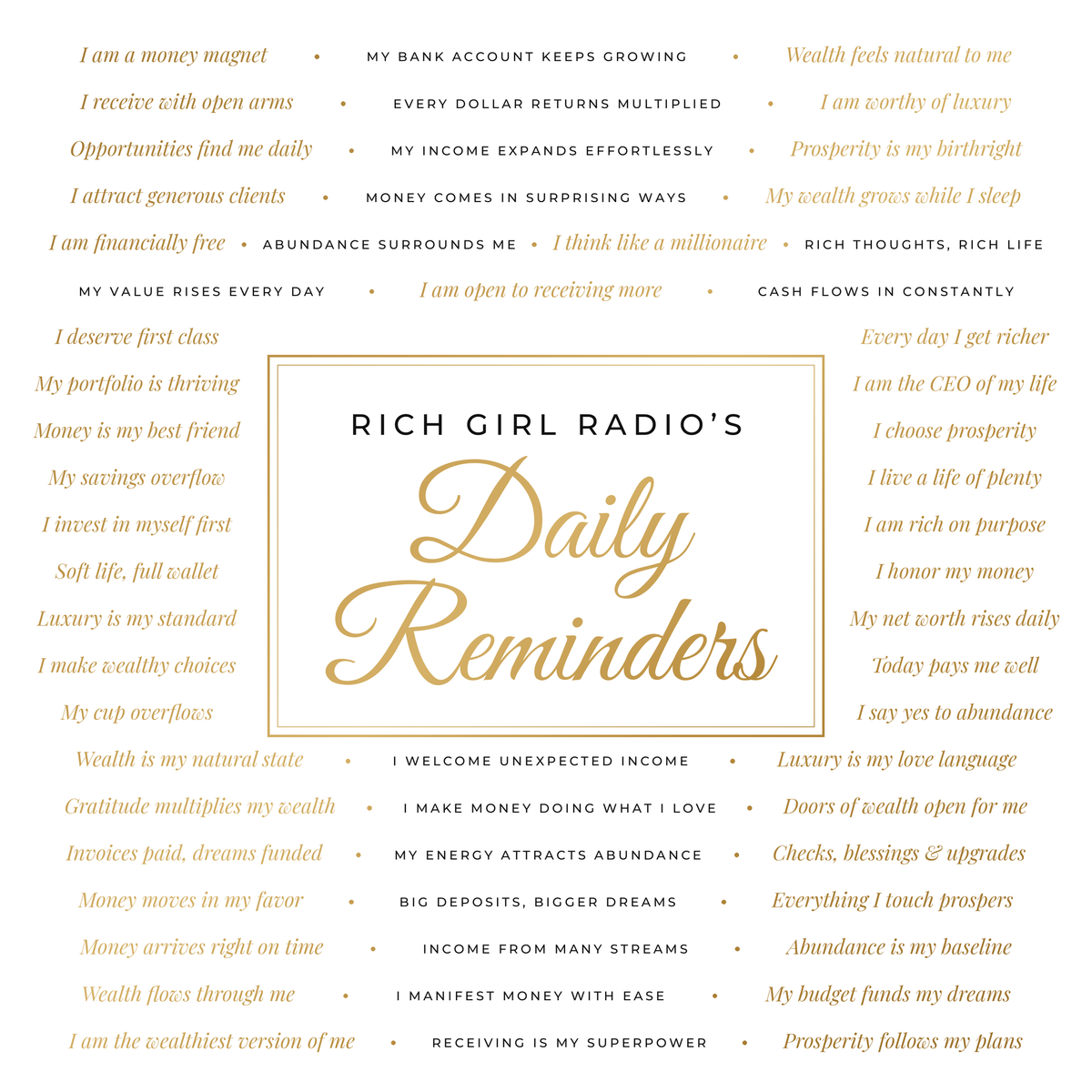 Rich Girl Radio Daily Reminders 15oz Ceramic Mug — Motivational Quotes Coffee Cup