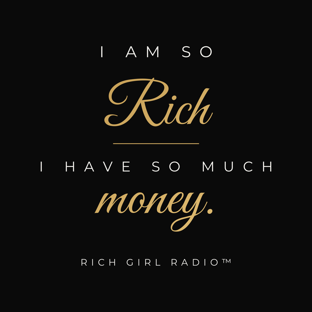1. Black 15oz I Am So Rich I Have So Much Money affirmation mug with gold script, handle on the right
2. Black and gold Rich Girl Radio money affirmation coffee mug, handle on the left
3. Side view of glossy black 15oz ceramic mug showing C-shaped handle
4. Back of black money affirmation mug with gold diamond design