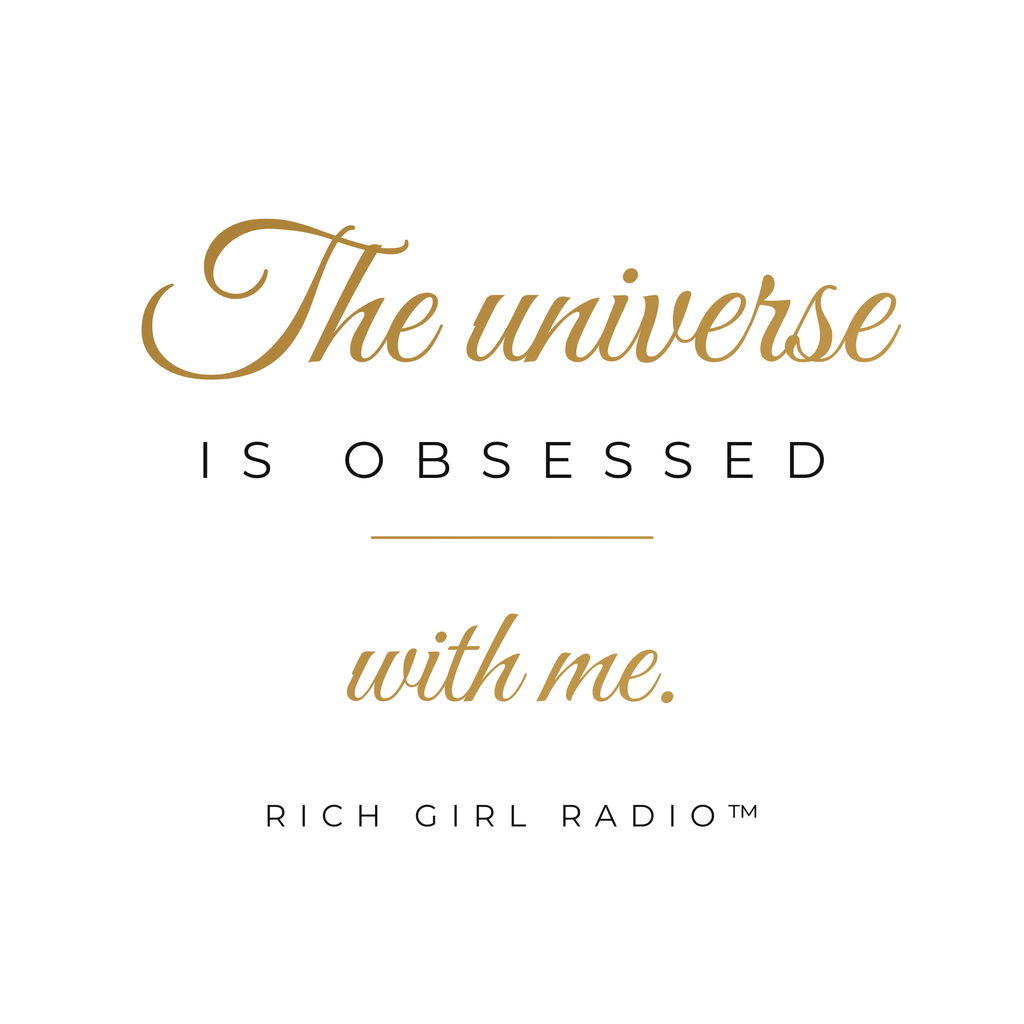 15oz Ceramic Mug — "The Universe Is Obsessed With Me" Gold Script Coffee Cup