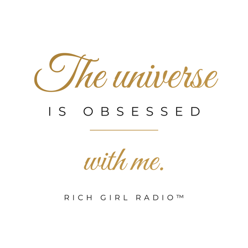 15oz Ceramic Mug — "The Universe Is Obsessed With Me" Gold Script Coffee Cup