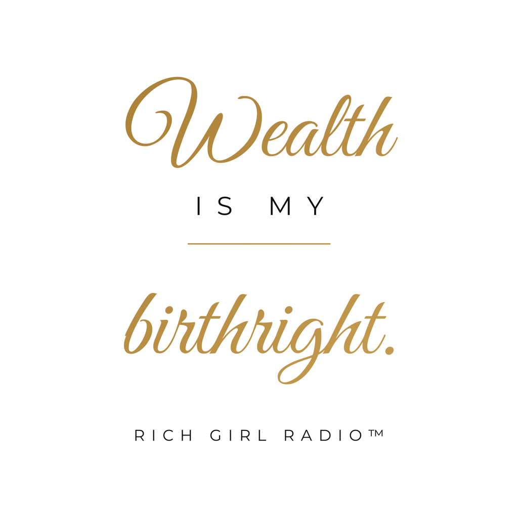 1. White 15oz Wealth Is My Birthright affirmation mug with gold script, handle on the right
2. White and gold Rich Girl Radio Wealth Is My Birthright coffee mug, handle on the left
3. Back of white money affirmation mug with gold key design