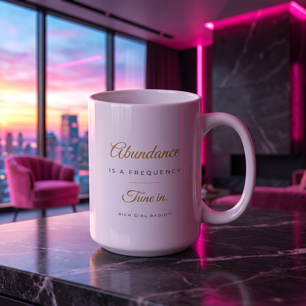 Abundance Is a Frequency 15oz Coffee Mug — Inspirational Manifestation Gift